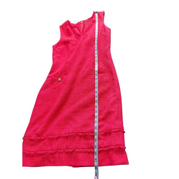 Karl Lagerfeld Dress Pink Sleeveless Tweed Twee Preppy Academia Work Size 8 - Picture 12 of 12